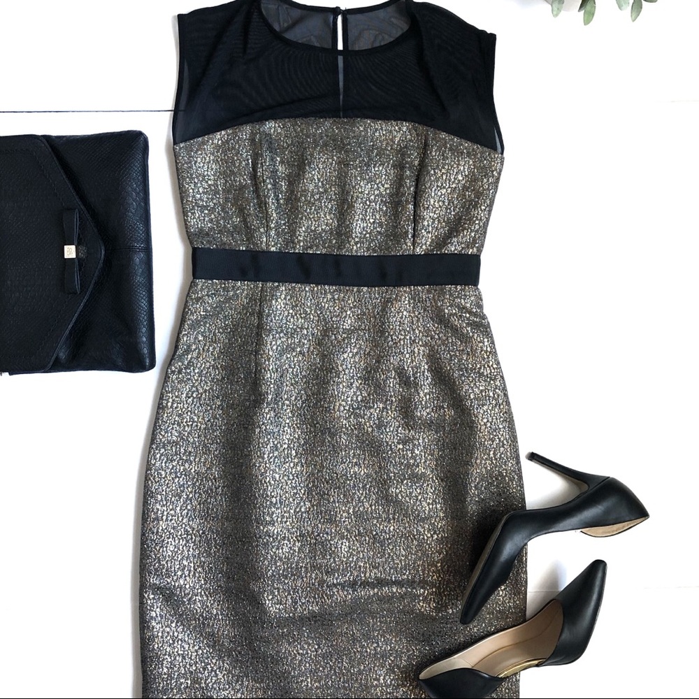 New York & Co. Black Gold Sparkle Sheath Dress | 4
